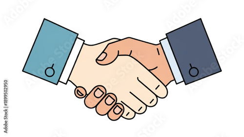 Two individuals shaking hands in a gesture of agreement or partnership from a neutral viewpoint