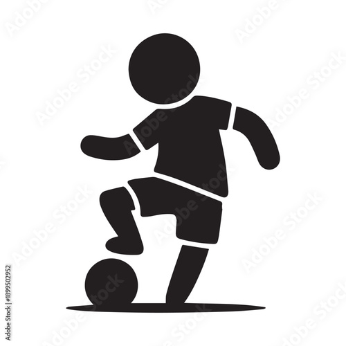 soccer player kicking ball icon monochrome vector illustration