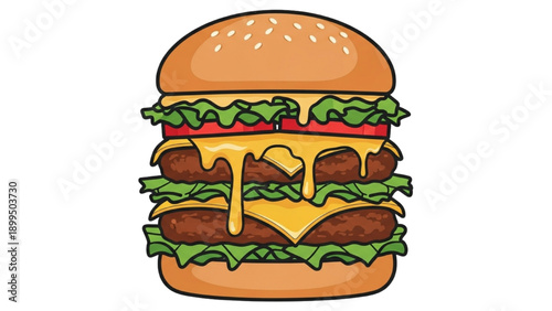 A mouth-watering double cheeseburger with melted cheese and fresh lettuce on a bun