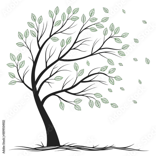 A serene line drawing of a tree with a simple and elegant branching structure.