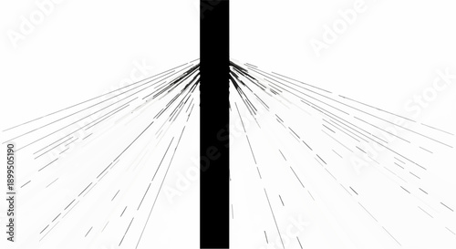 Abstract radiating lines from a central black pillar against a white background, symbolizing growth and expansion.