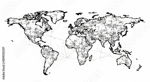 Global network connections depicted on a world map illustration
