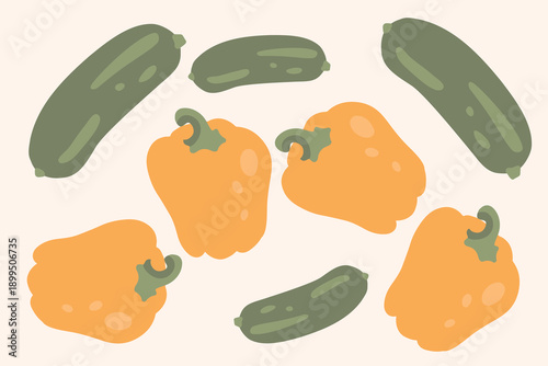 Art & Illustration Fresh Vegetable Mix Banner, Vector Illustration