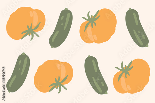 Art & Illustration Fresh Vegetable Mix Banner, Vector Illustration
