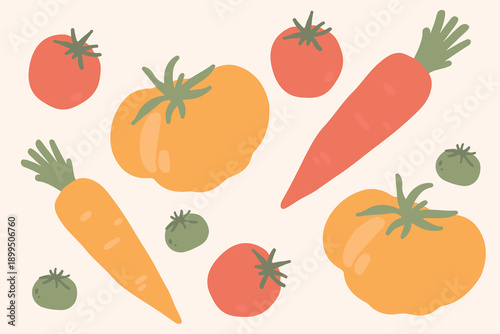 Art & Illustration Fresh Vegetable Mix Banner, Vector Illustration