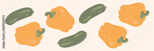 Art & Illustration Fresh Vegetable Mix Banner, Vector Illustration