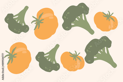 Art & Illustration Fresh Vegetable Mix Banner, Vector Illustration