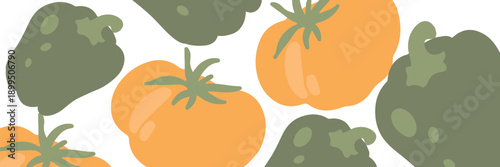 Art & Illustration Fresh Vegetable Mix Banner, Vector Illustration