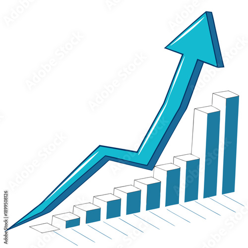 Steady growth and upward trajectory represented by a rising bar and line graph.