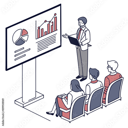 A professional presenting a business strategy in a conference setting