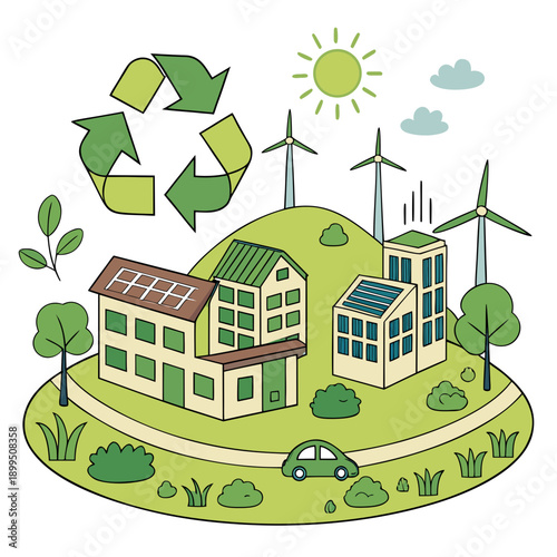 Sustainable living community powered by renewable energy sources and eco-friendly practices