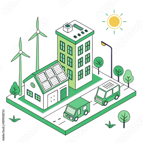 Sustainable city powered by renewable energy sources and eco-friendly infrastructure