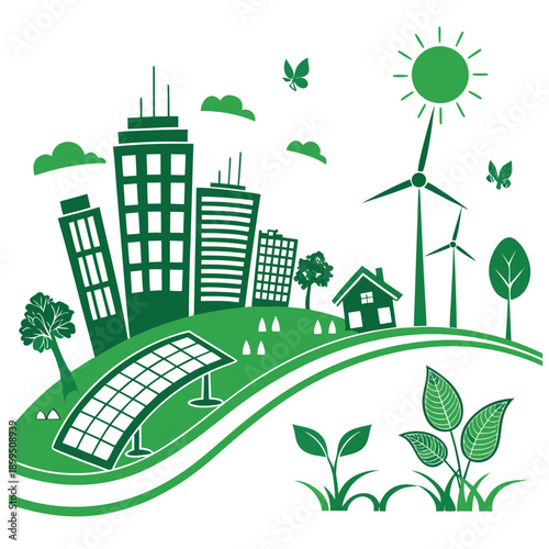 Sustainable urban development with renewable energy sources and green technology
