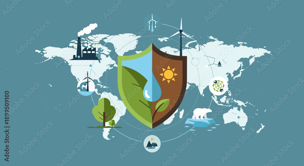 Obraz premium Environmental protection and conservation concept with shield