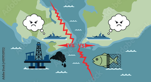 Environmental conflict and industrial pollution concept