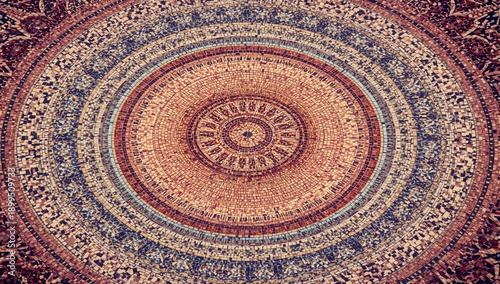 Mosaic Patterns in a Circular Design Found in Ancient Architecture