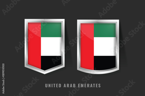 Vector Illustration of UNITED ARAB Label Logo. UNITED ARAB Badge Sign UNITED ARAB With Flag, Emirati Product Label Banners Template.