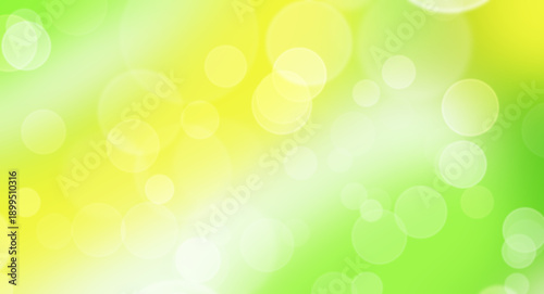 Abstract illustration with soft green and yellow bokeh circles creating a dreamy and serene effect. The gradient background enhances the calming atmosphere. Spring-like mood.