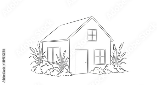 Simple house with a gable roof.