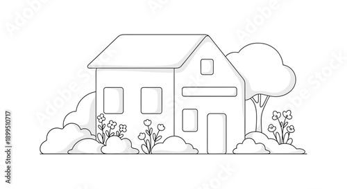 Simple house with a gable roof.