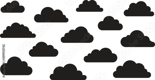 black clouds on white background