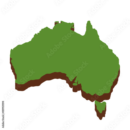 3D Green Map of the Australia with transparent image for travel book, poster, business, 