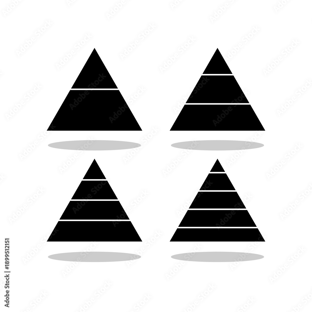 Fototapeta premium Triangle pyramid chart set icon with shadow