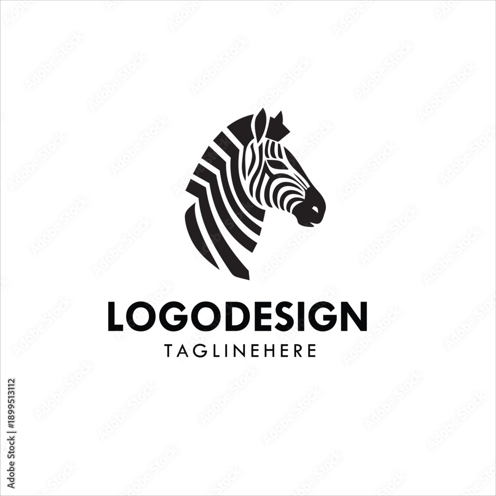 Fototapeta premium Black Zebra Face Silhouette Wildlife Symbol