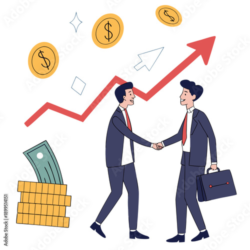 Business partners celebrating financial growth and successful investment collaboration