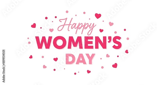 Colorful celebration banner for women's day with heart shapes and love symbols