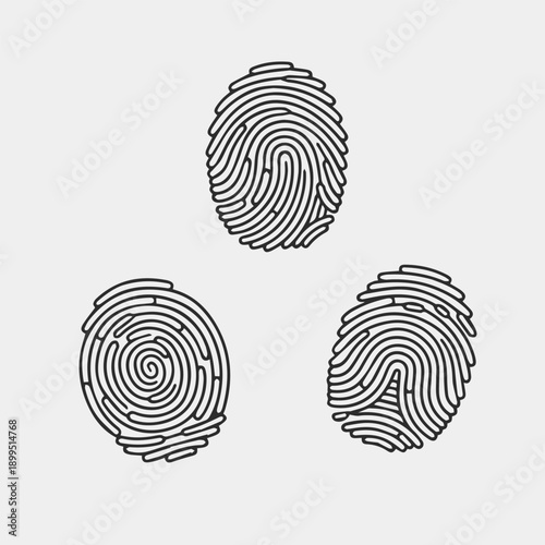 Fingerprints illustration, vector, icon isolated for forensic, crime scene, and identification designs