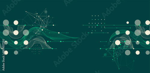 The abstract wave is made in a frame style. Template for science and technology presentation.