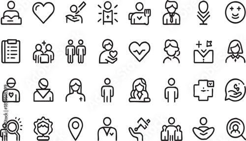 Human Values and Ethical Linear Outline Icons Set