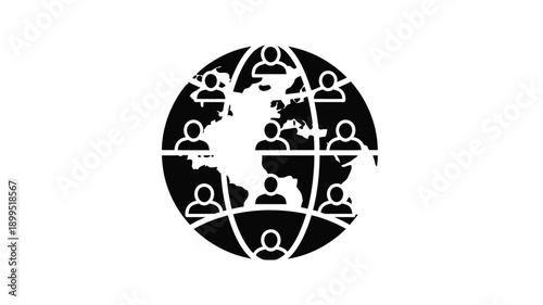 globe encircled by human figures representing global community a striking silhouette
