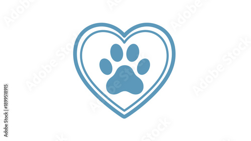 a blue heart shape containing a paw print an elegant silhouette