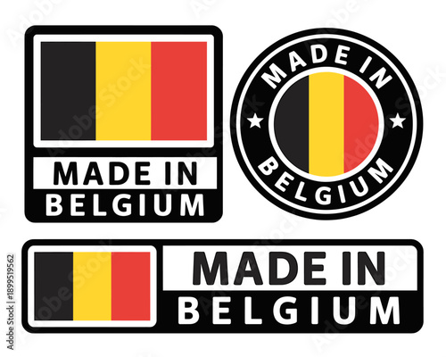 Made in Belgium labels and stamps with flag  graphic resources for products
