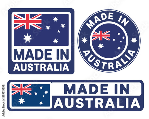 Made in Australia labels with flag designs for product identification