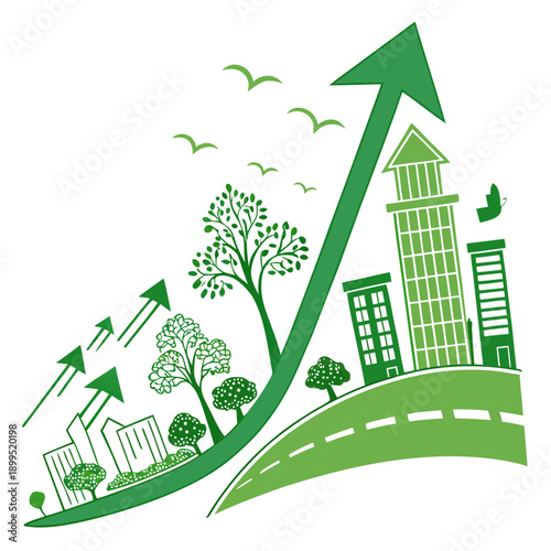 Sustainable urban growth and eco-friendly city development illustration