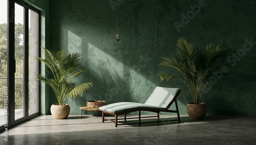 Comfortable Lounge Chair in a Green Room With Plants During Daytime