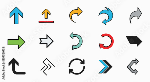 Modern flat design arrow icons for interface navigation direction symbol UI UX web app process update