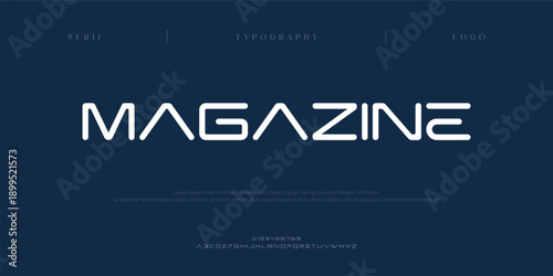 Magazine, Creative digital minimal modern logo alphabet fonts. Typography minimalist urban sana serif digital fashion future creative logos fonts. vector illustration
