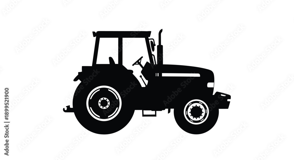 Naklejka premium Black tractor illustration against a white background silhouette