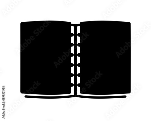 Open spiral notebook with blank pages, vector illustration of stationery supply
