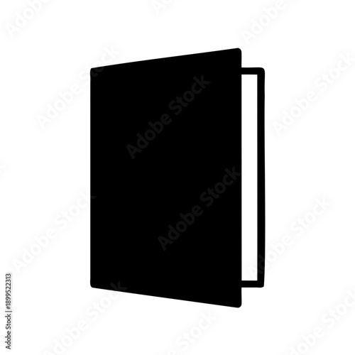 Black silhouette of an open book or document representing knowledge and information