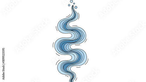 Wavy blue line with internal flowing layers and small bubbles suggests the movement of liquid, smoke, or ethereal vapor.