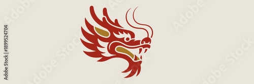 Minimalist dragon head vector – Ideal for Lunar New Year branding, Asian culture blogs, or logo design.