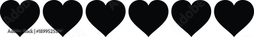 Black, heart, silhouette, icons, set, showing, love, romance, affection, passion, valentine, emotion, relationship, minimal, symbol, decorative, vector, illustration, collection, design