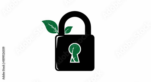 Secure green lock representing environmental protection and safety