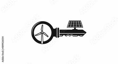 Key to sustainable energy solutions with wind turbine and solar panel