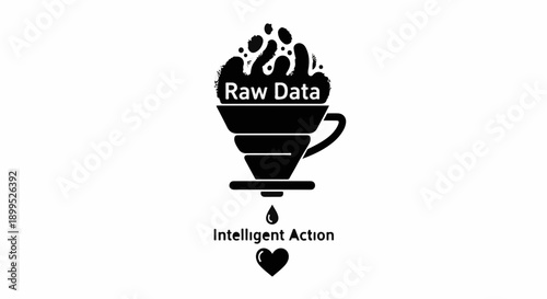 Conceptual illustration of raw data transforming into intelligent action and positive outcomes.
